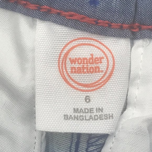 Wonder Nation Boy's Size 6 Adjustable Waist Flat Front Short Blue Palm Leaf New - Picture 5 of 13